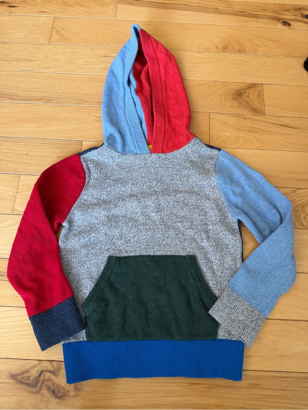 GAP Colorblock Hooded Sweater in Red, Blue, Gray, Green